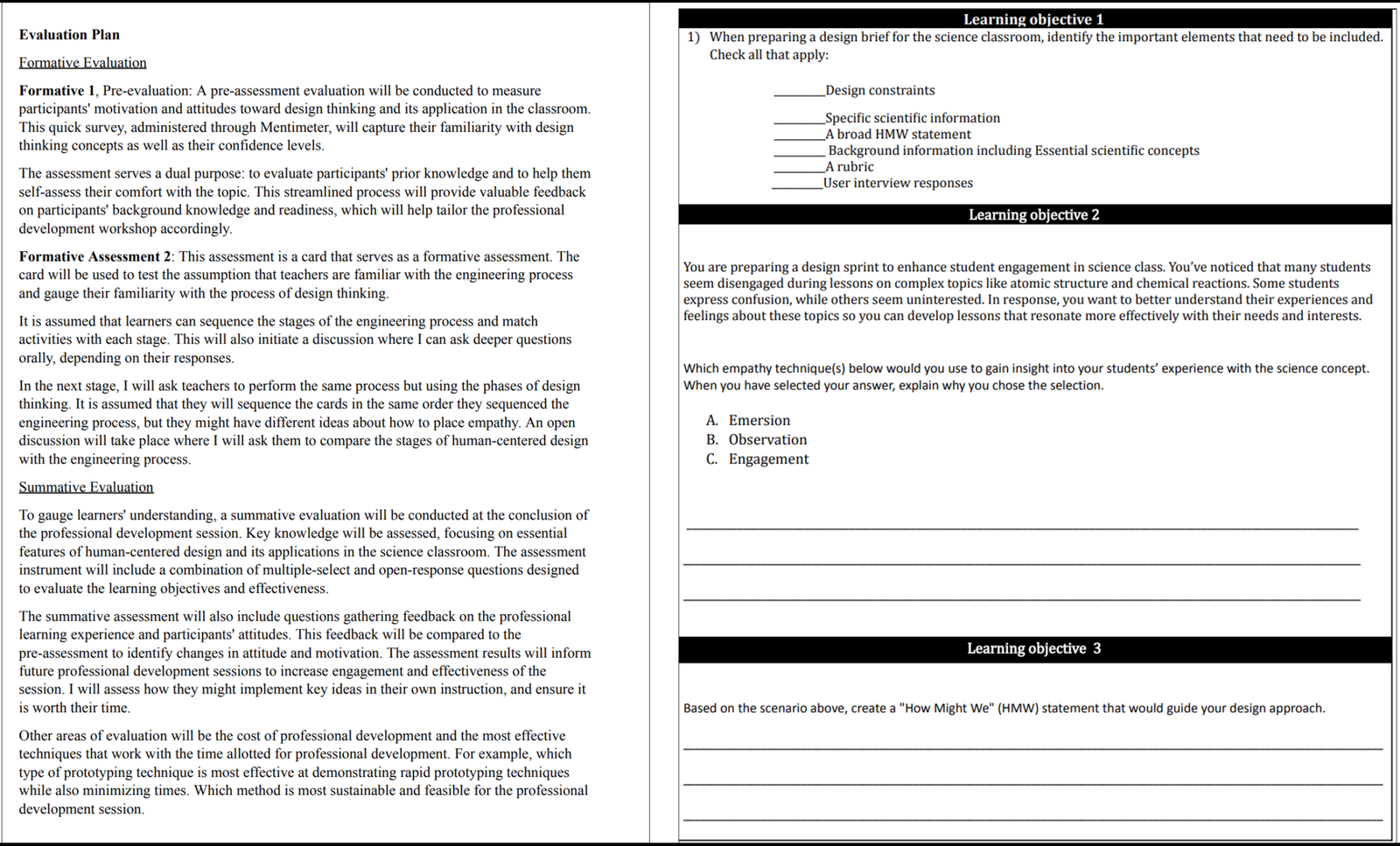 Assessment and Evaluation Artifact Screenshot 2